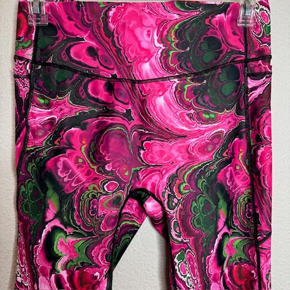 Fyounce Leggings Sz X-Large (10) Tie Dye Pink & Green Psychedelic Water Ripple - Picture 6 of 13
